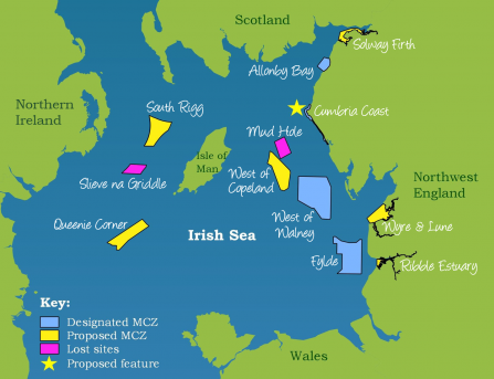 Map of Irish Sea Marine Conservation Zones