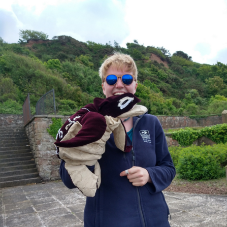 Louis with turtle puppet at maryport