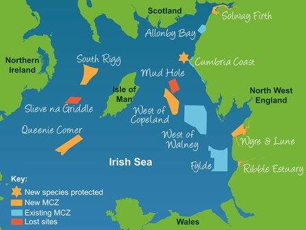 Map of the MCZs in the Irish Sea