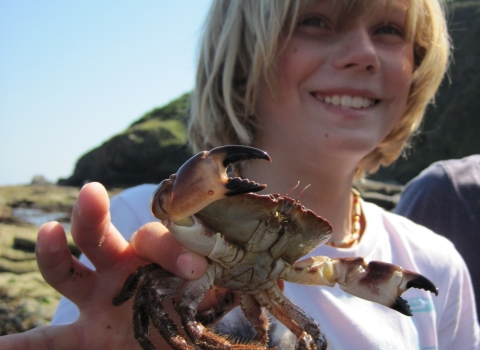 Boy holding a crab © Matt Slater
